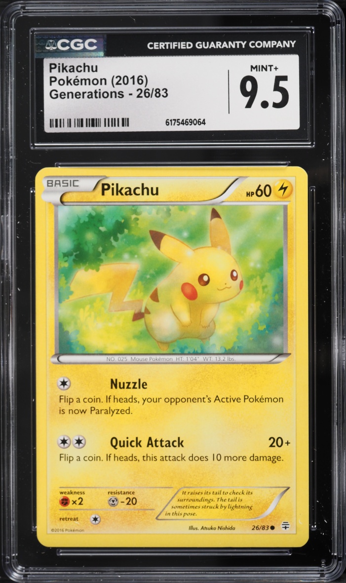 2016 Pokemon XY Generations Pikachu #26 CGC 9.5 MINT+