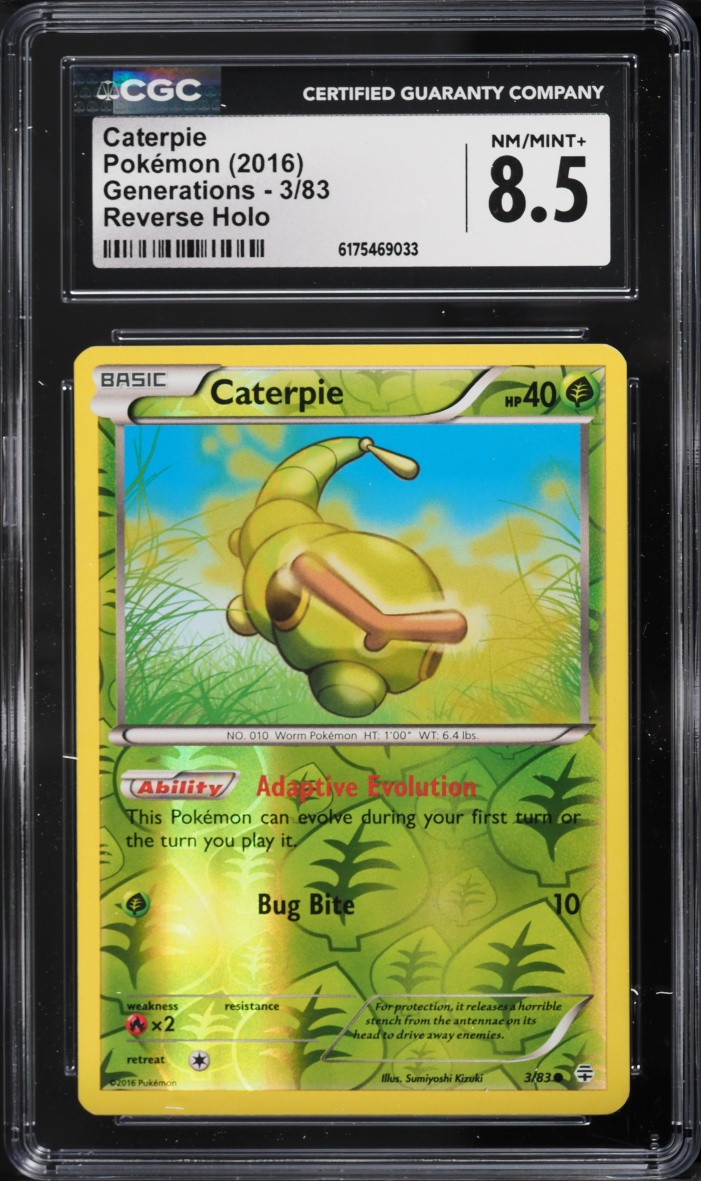2016 Pokemon XY Generations Reverse Holo Caterpie #3 CGC 8.5 NM-MT+
