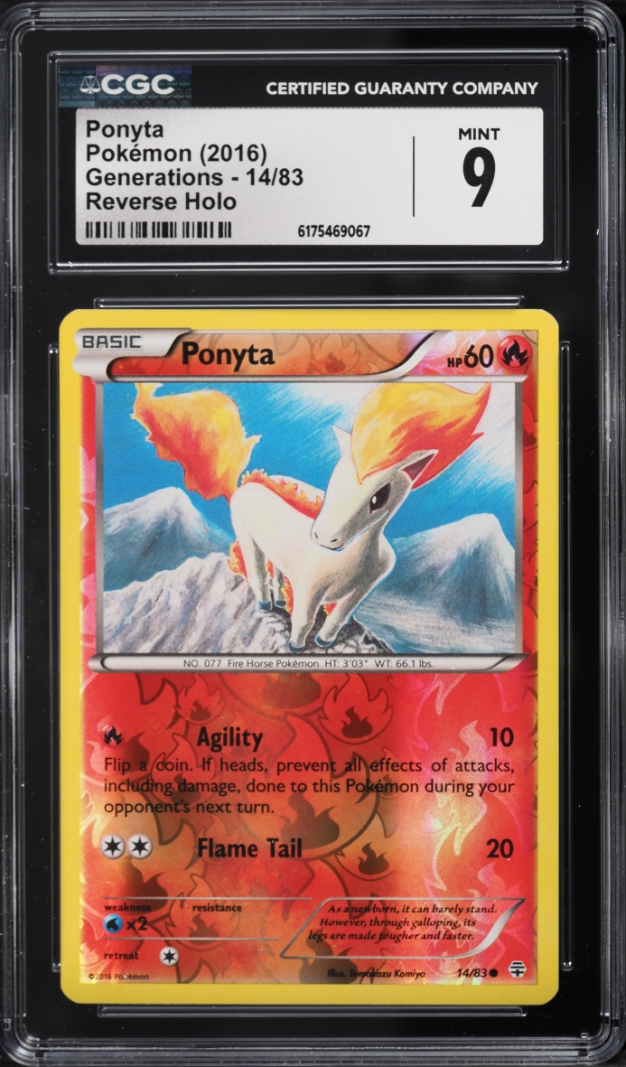 2016 Pokemon XY Generations Reverse Holo Ponyta #14 CGC 9 MINT