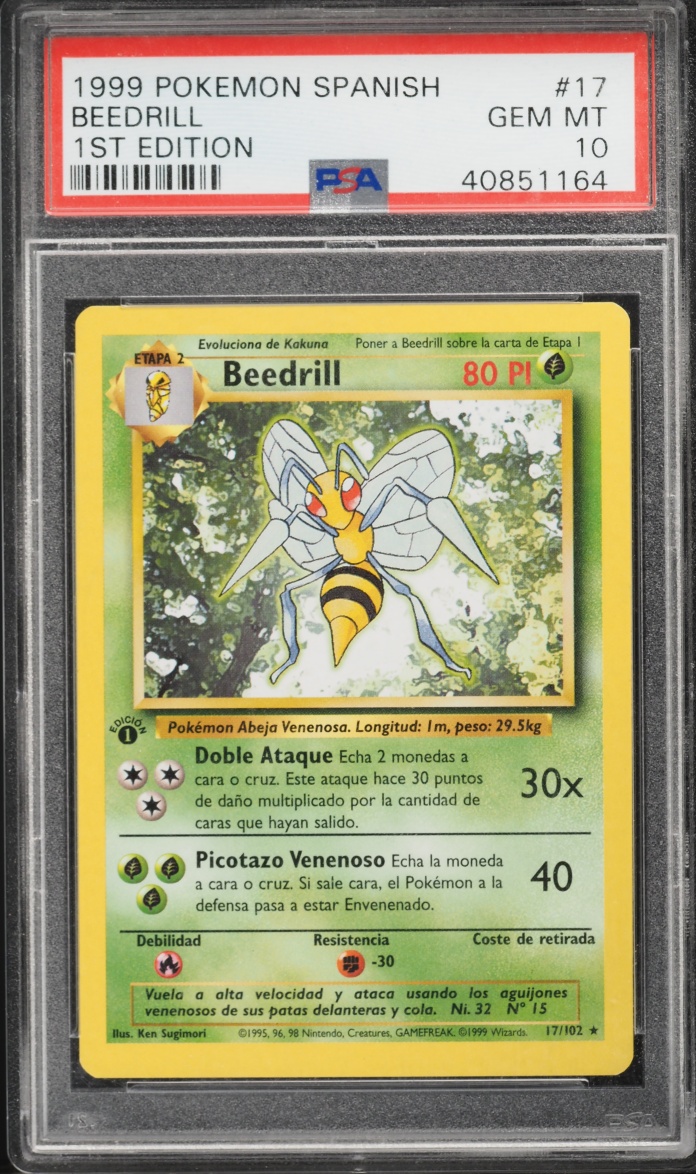 1999 Pokemon Spanish Base Set 1st Edition Beedrill #17 PSA 10 GEM MINT