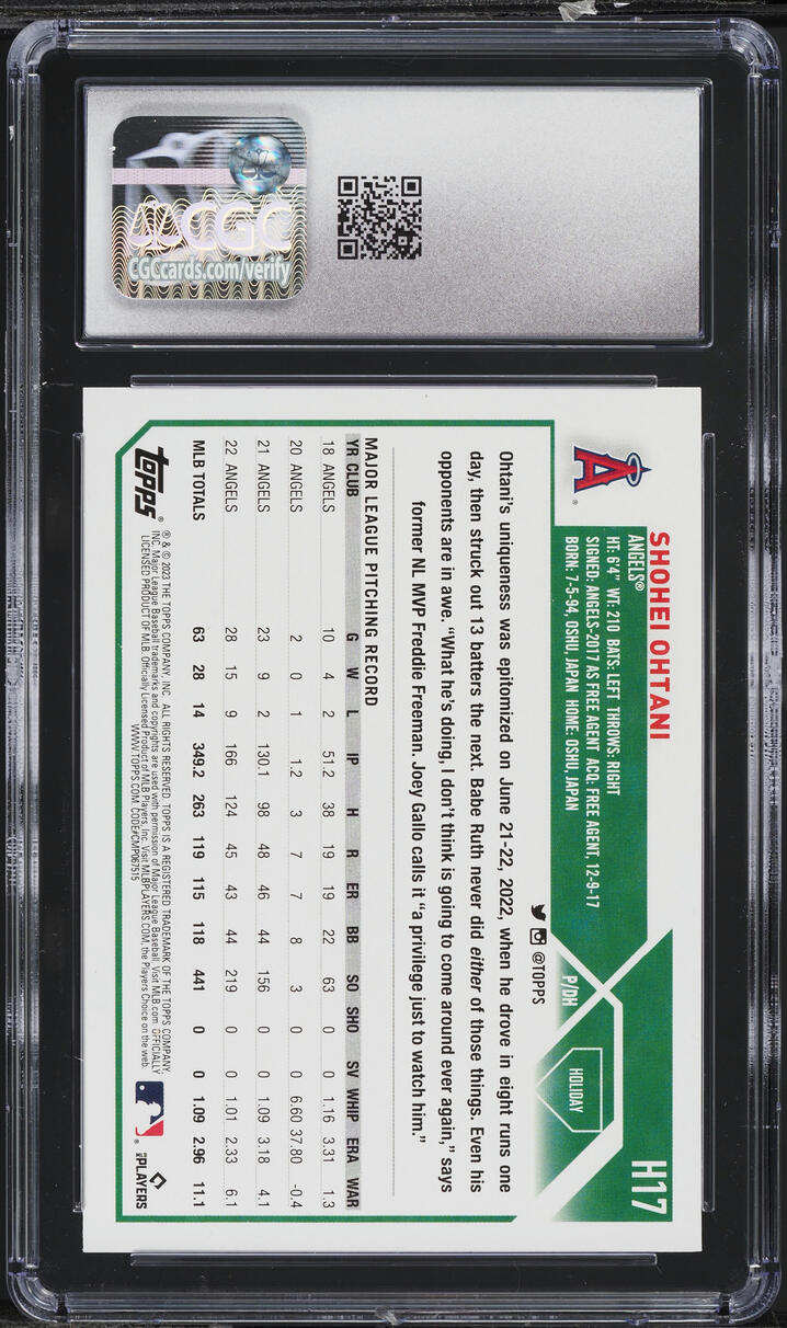 2023 Topps Holiday Christmas Mitten & Sleeve Shohei Ohtani #H17 CGC 10 GEM MINT