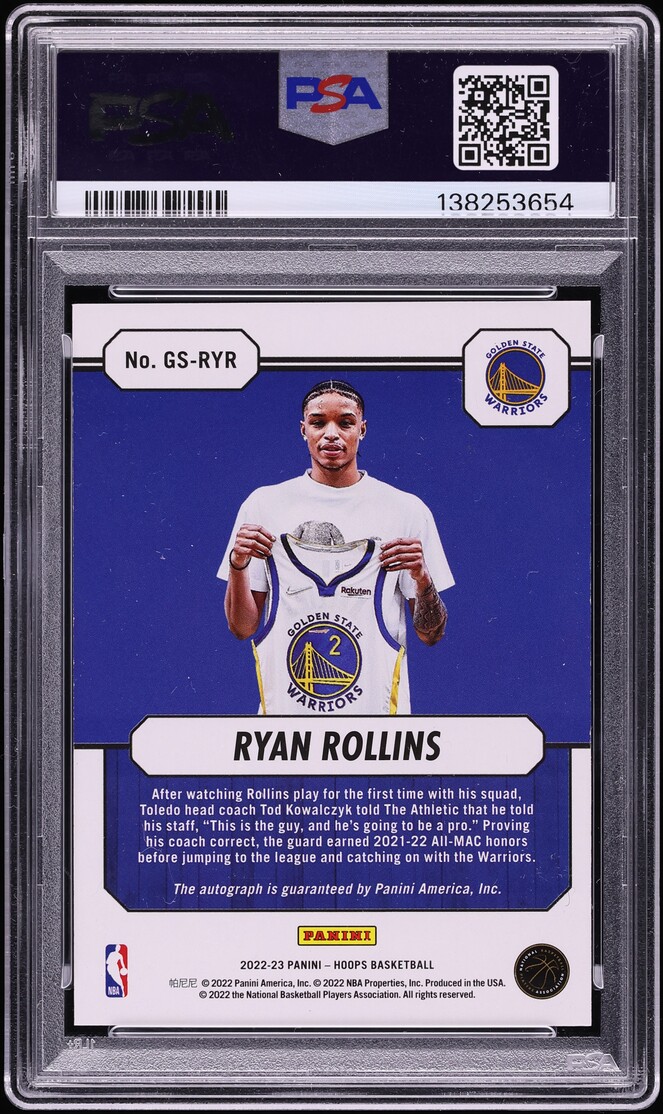2022 Hoops Great Significance Ryan Rollins ROOKIE AUTO #GS-RYR PSA 8 NM-MT