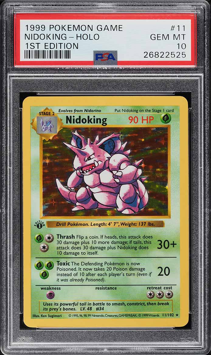 1999 Pokemon Base Set Shadowless 1st Edition Holo Nidoking #11 PSA 10 GEM MINT