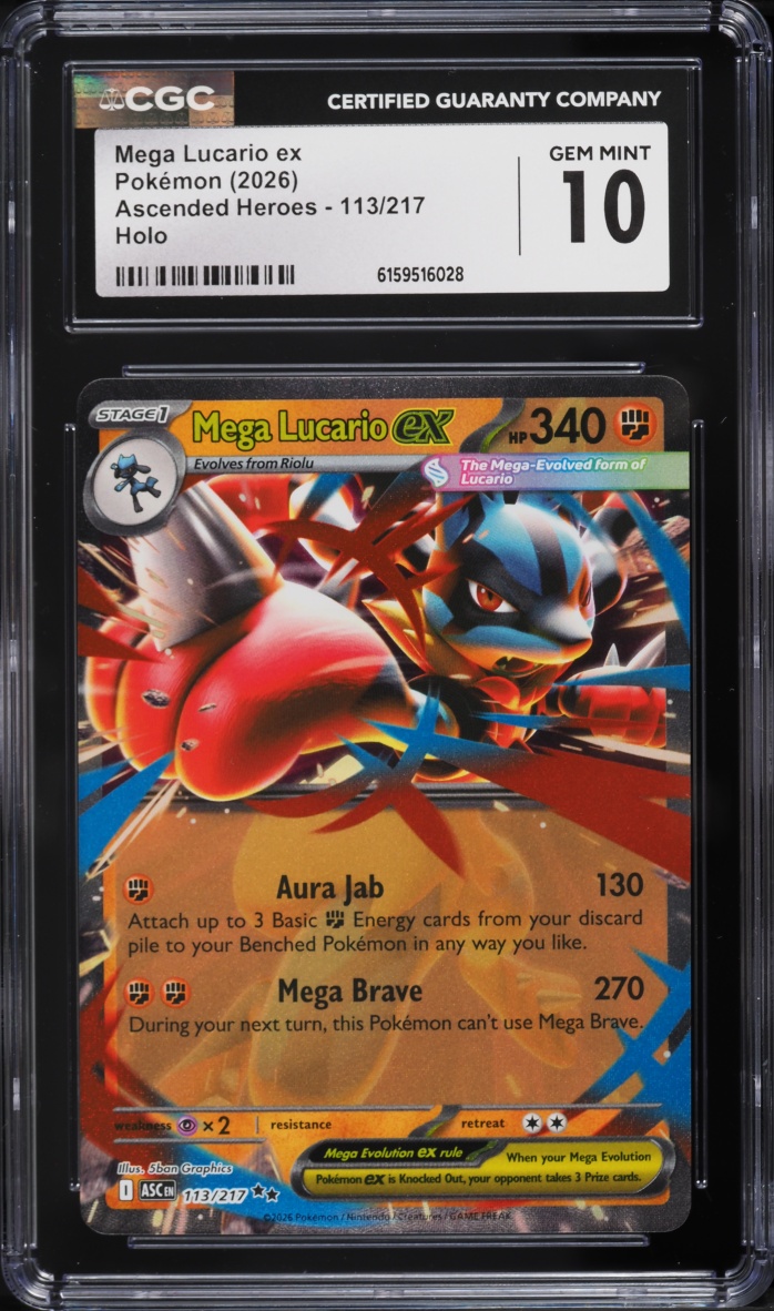 2026 Pokemon Mega Evolution Ascended Heroes Holo Mega Lucario ex #113 CGC 10 GEM MINT