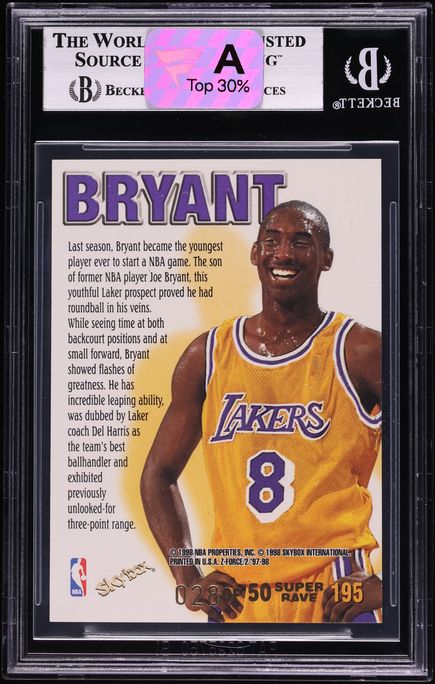 1997 Skybox Z-Force Super Rave Kobe Bryant /50 #195 BGS 8.5 NM-MT+