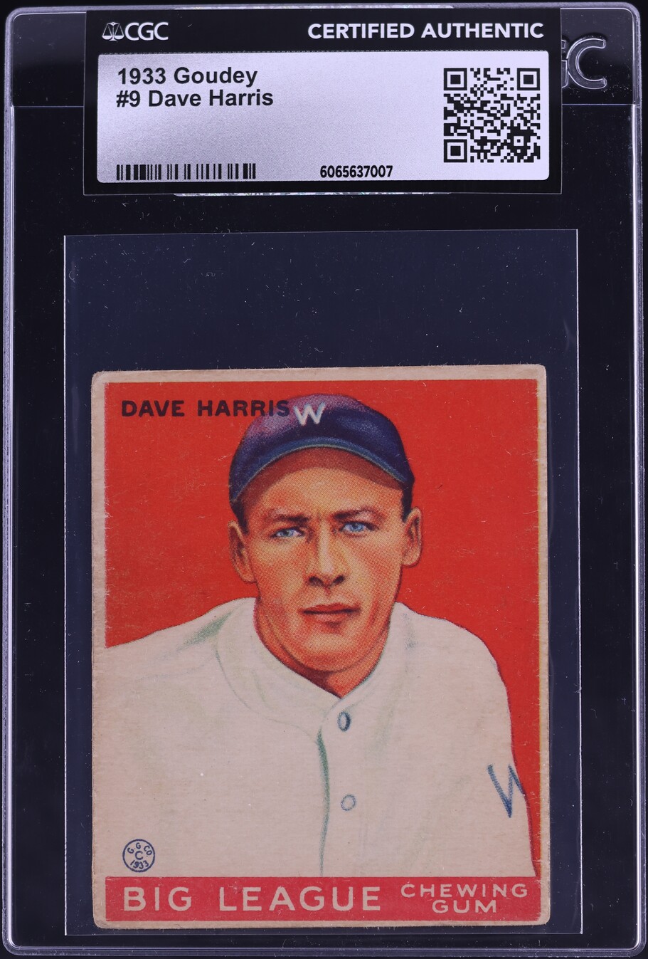 1933 Goudey Dave Harris #9 CGC AUTH