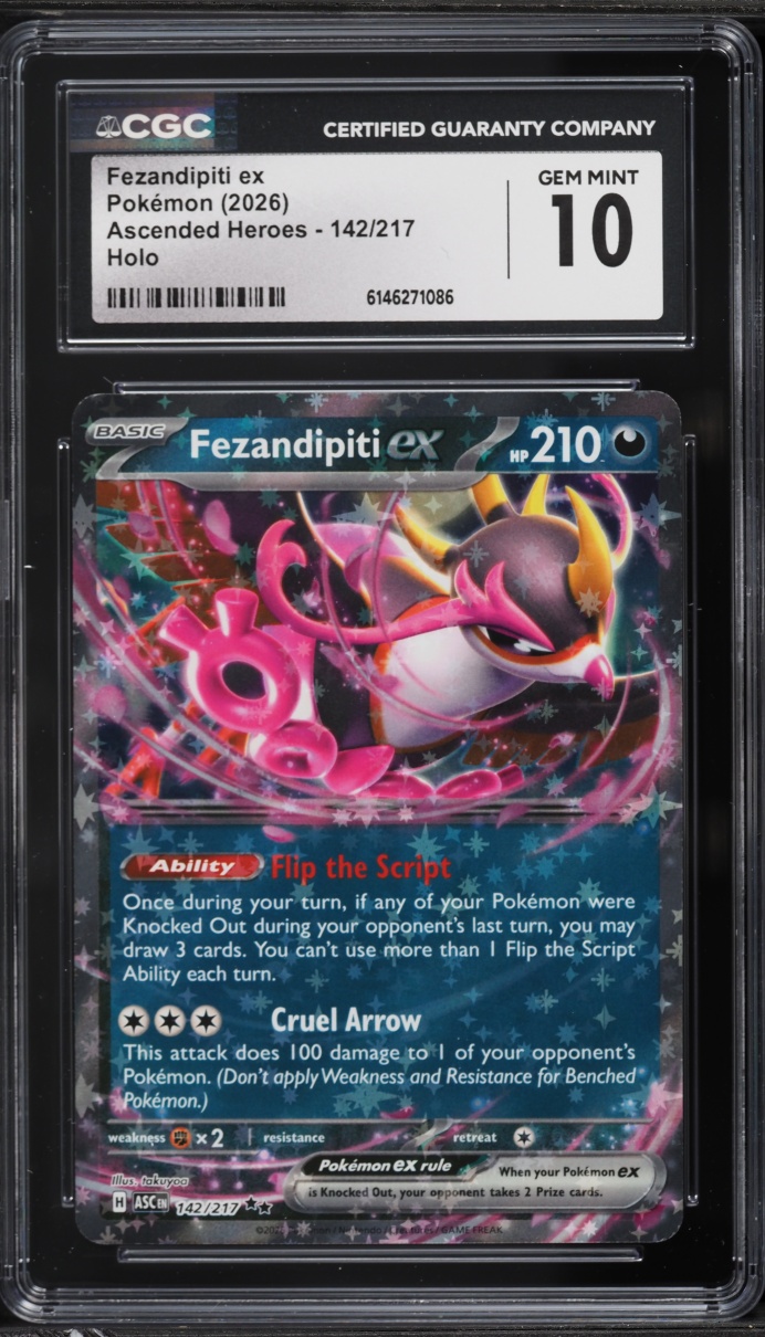 2026 Pokemon Mega Evolution Ascended Heroes Holo Fezandipiti ex #142 CGC 10 GEM MINT