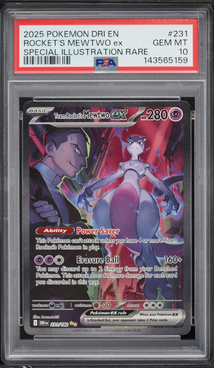 2025 Pokemon Scarlet & Violet Destined Rivals SIR Team Rocket's Mewtwo ex #231 PSA 10 GEM MINT
