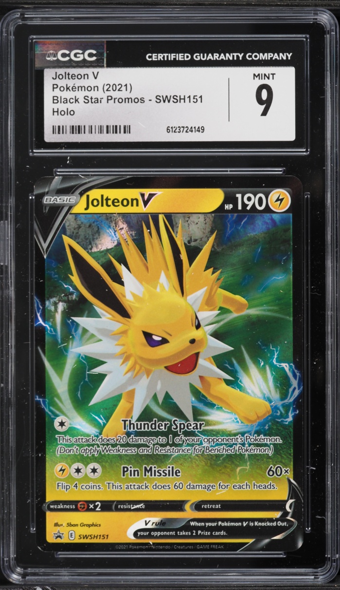 2021 Pokemon Sword & Shield Black Star Promo Alt Art Jolteon V #SWSH151 CGC 9 MINT