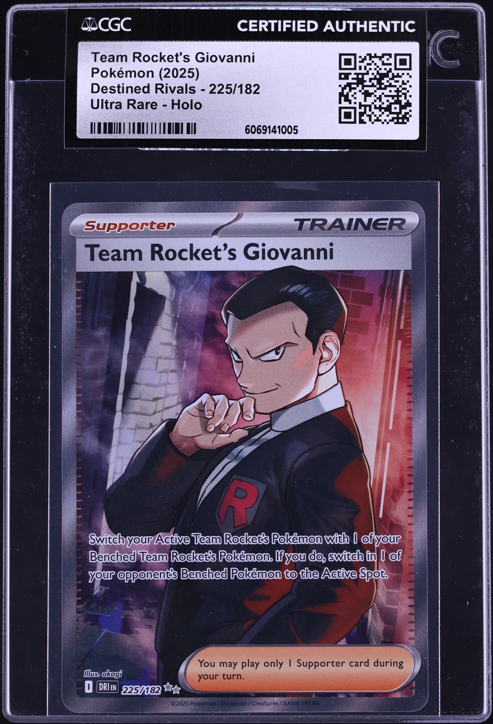 2025 Pokemon SV Destined Rivals Full Art Team Rocket's Giovanni #225 CGC AUTH