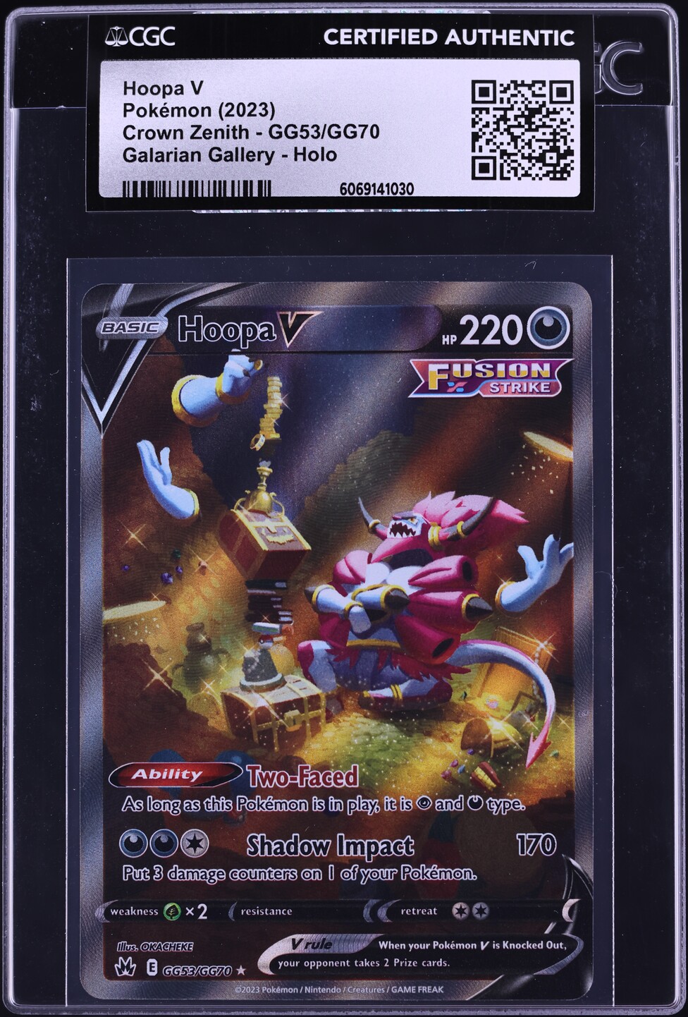 2023 Pokemon Sword & Shield Crown Zenith Full Art Hoopa V #GG53 CGC AUTH