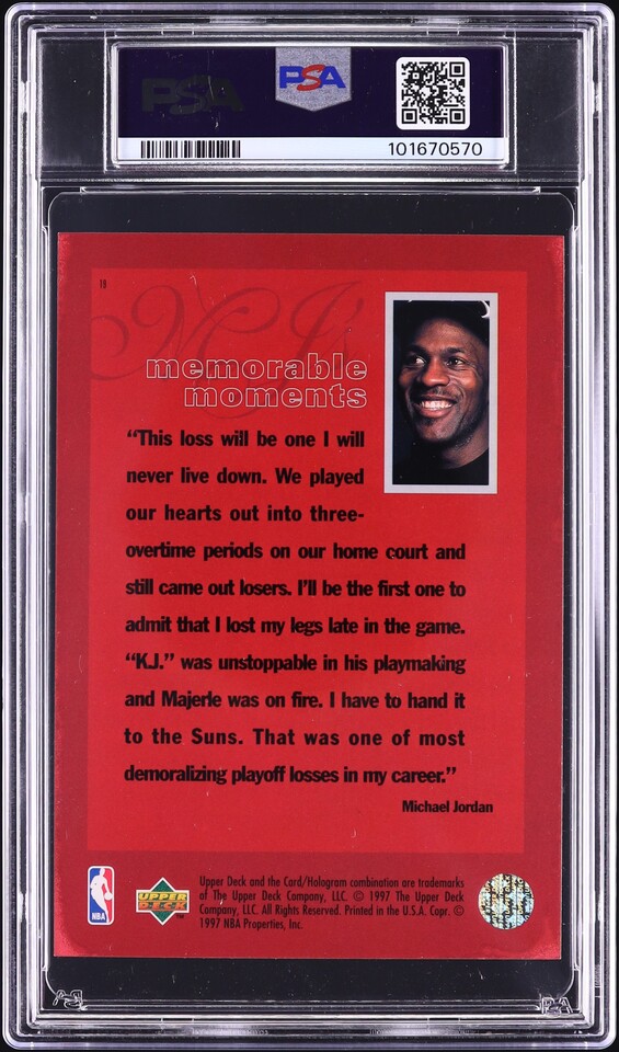 1997 Upper Deck MJ Championship Journals Michael Jordan #19 PSA 7 NRMT