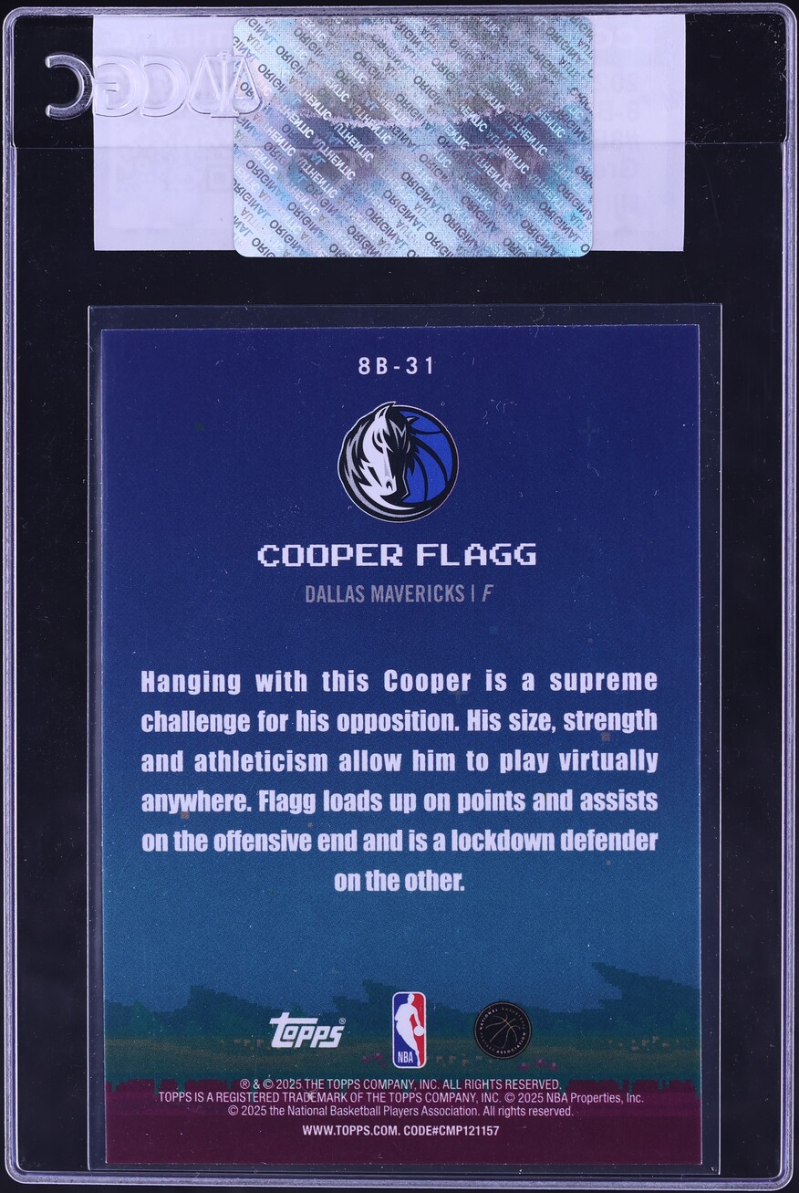 2025 Topps 8-Bit Ballers Green Holo Foil Cooper Flagg ROOKIE /99 #8B-31 CGC AUTH - Photo 2