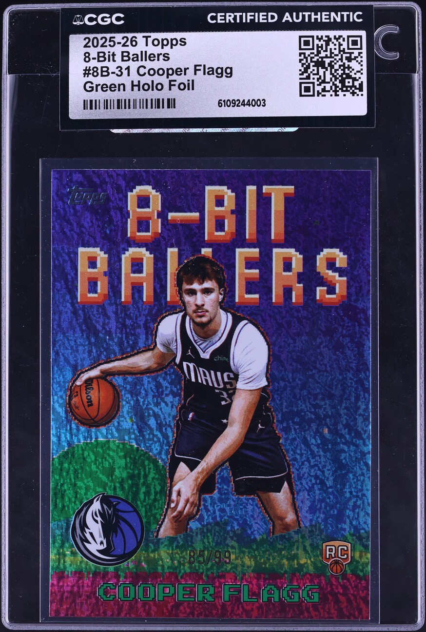 2025 Topps 8-Bit Ballers Green Holo Foil Cooper Flagg ROOKIE /99 #8B-31 CGC AUTH - Photo 1