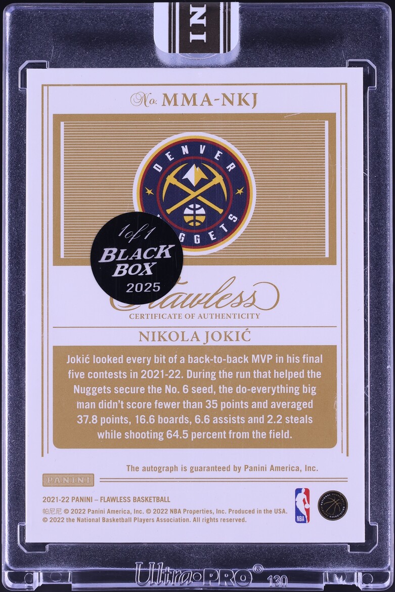 2021 Panini Flawless Momentous Ruby '25 Black Box Nikola Jokic AUTO 1/1 #MMA-NKJ - Photo 2