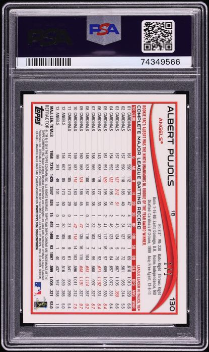 2014 Topps Chrome Superfractor Albert Pujols 1/1 #130 PSA 10 GEM MINT - Photo 2