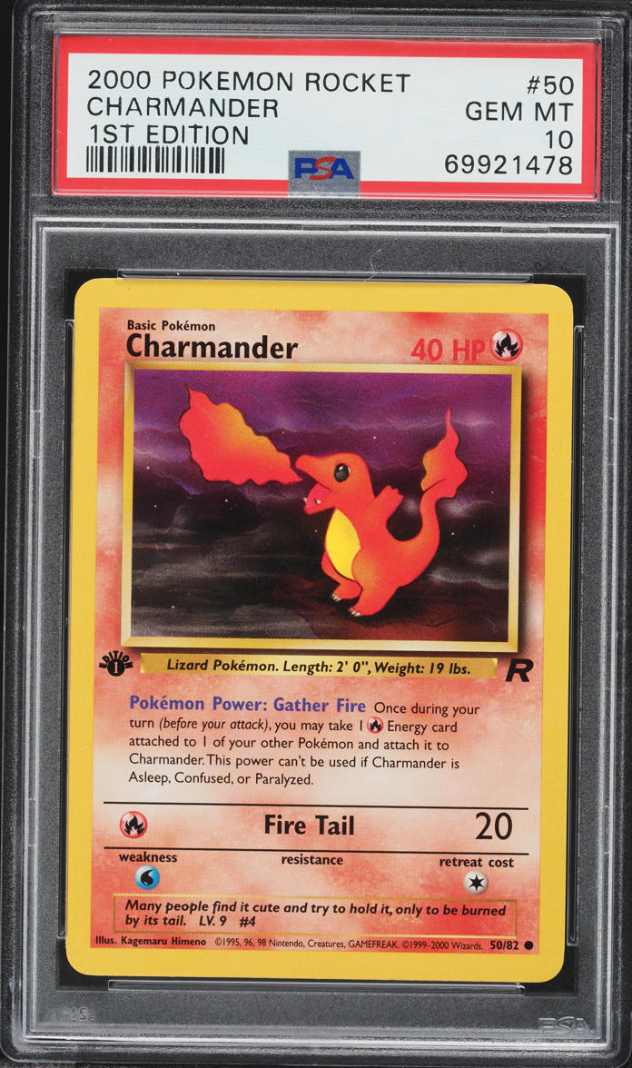 2000 Pokemon Team Rocket 1st Edition Charmander #50 PSA 10 GEM MINT