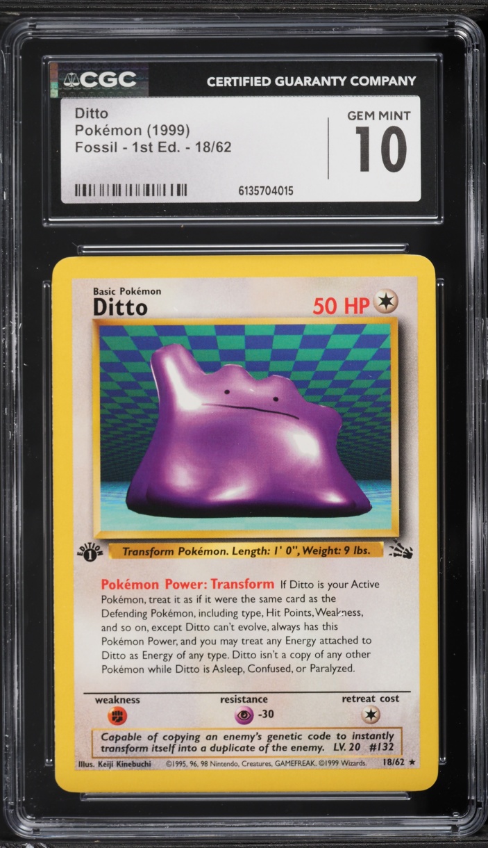 1999 Pokemon Fossil 1st Edition Ditto #18 CGC 10 GEM MINT