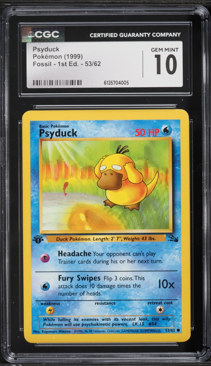 1999 Pokemon Fossil 1st Edition Psyduck #53 CGC 10 GEM MINT
