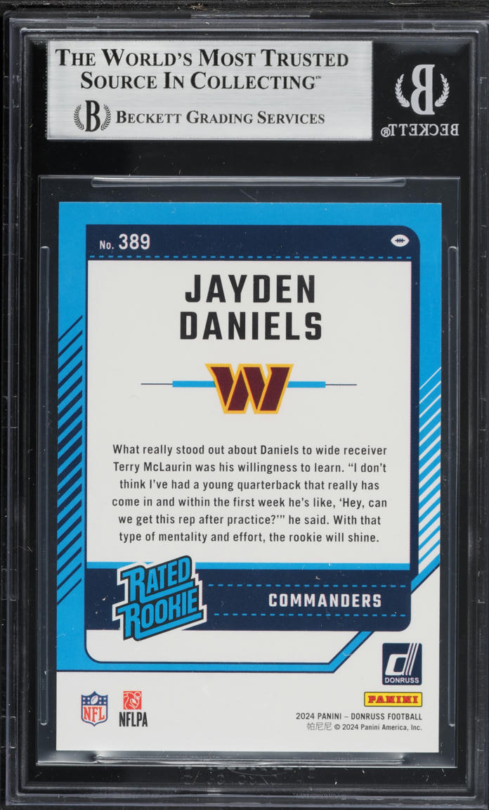 2024 Donruss Football Jayden Daniels ROOKIE #389 BGS 9 MINT