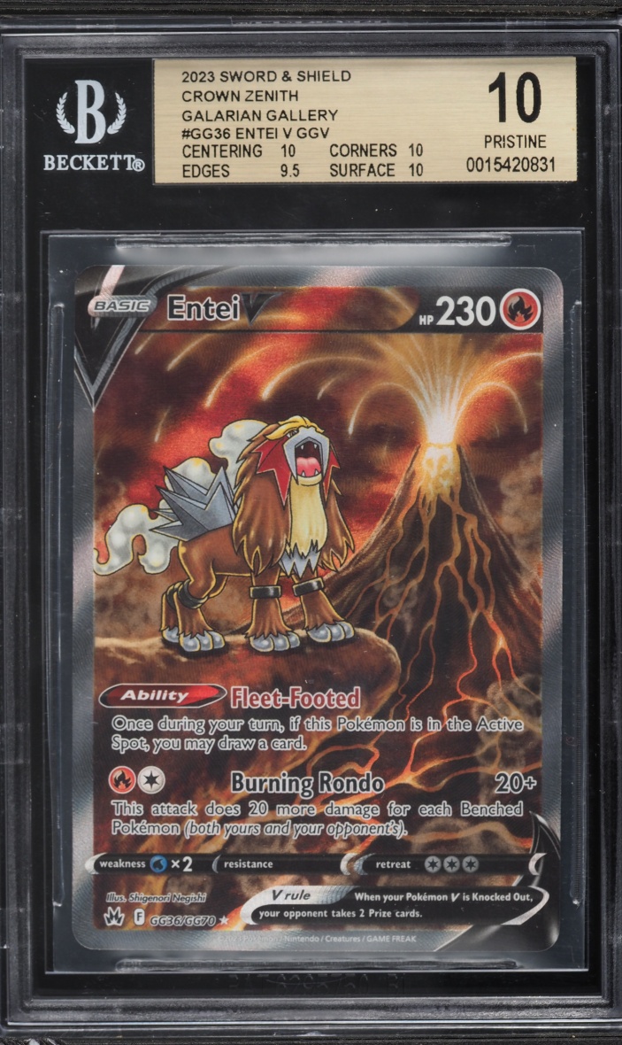 2023 Pokemon Sword & Shield Crown Zenith Galarian Gallery Alt Art Entei V #GG36 BGS 10 PRISTINE