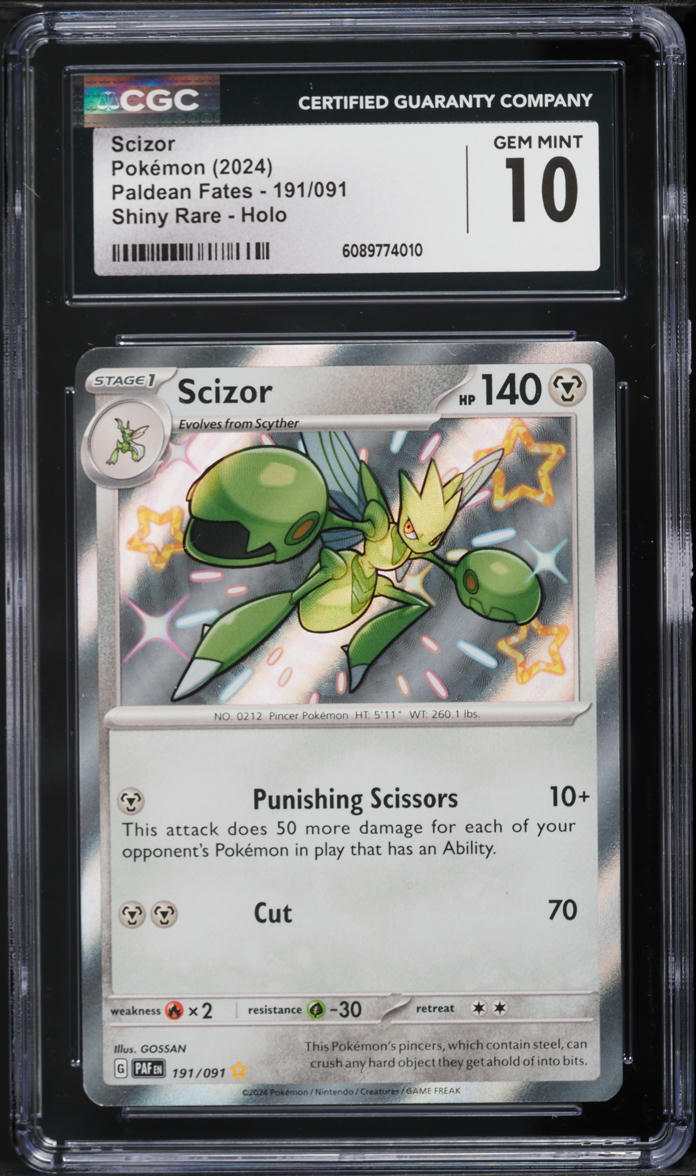 2024 Pokemon Scarlet & Violet Paldean Fates Holo Shiny Scizor #191 CGC 10 GEM MINT