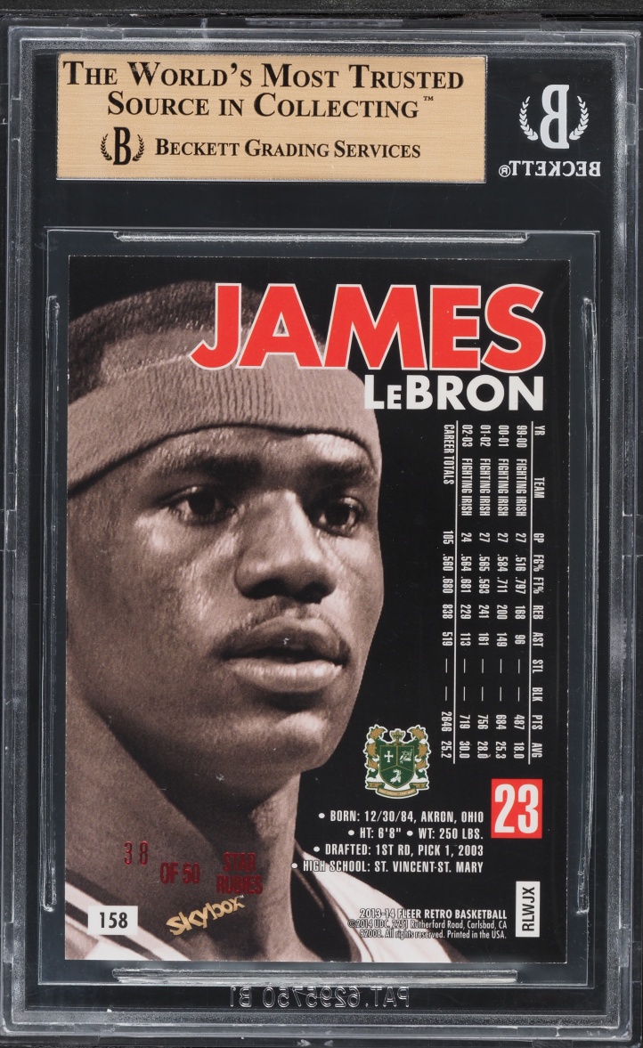 2013 Fleer Retro '98 Skybox Premium Star Rubies LeBron James /50 #158 BGS 9.5 GEM MINT