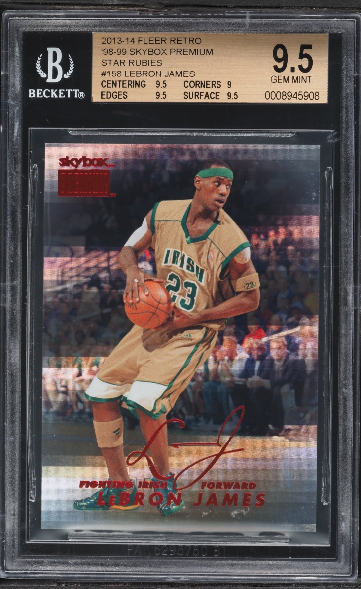 2013 Fleer Retro '98 Skybox Premium Star Rubies LeBron James /50 #158 BGS 9.5 GEM MINT