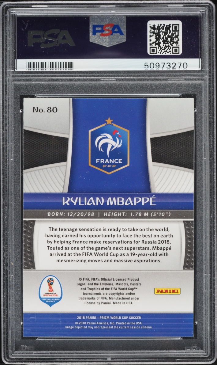 2018 Panini Prizm World Cup Kylian Mbappe ROOKIE #80 PSA 10 GEM MINT