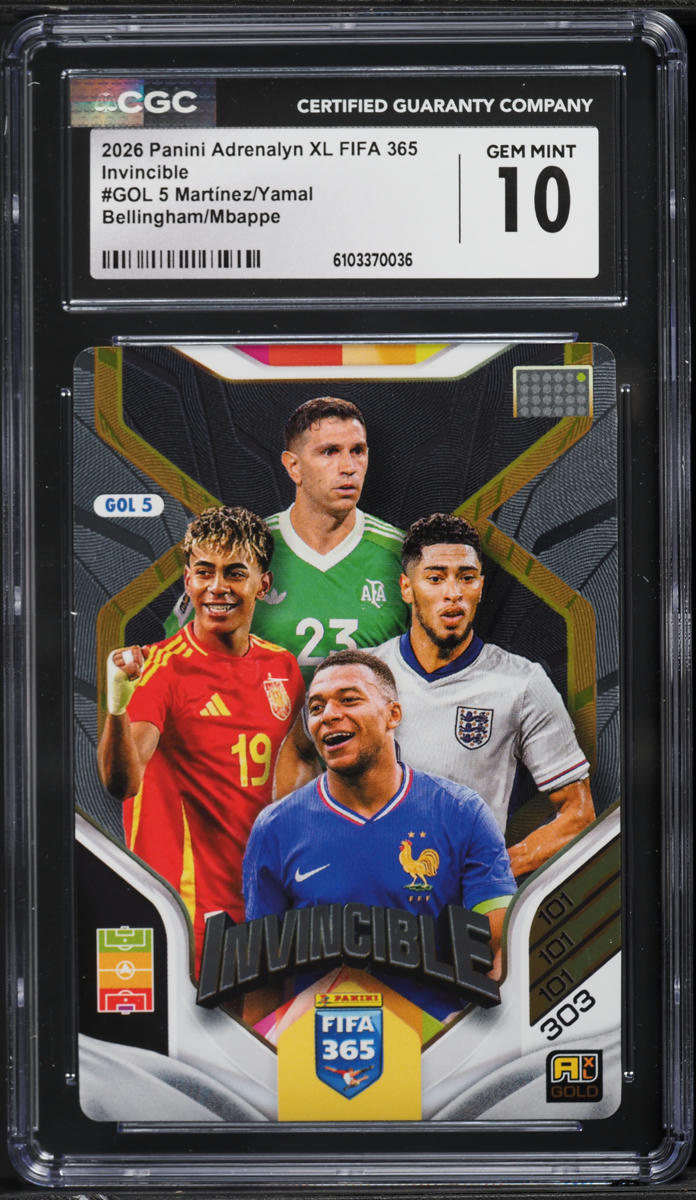 2026 Panini Adrenalyn XL FIFA 365 Invincible Bellingham Mbappe Martinez Yamal #GOL-5 CGC 10 GEM