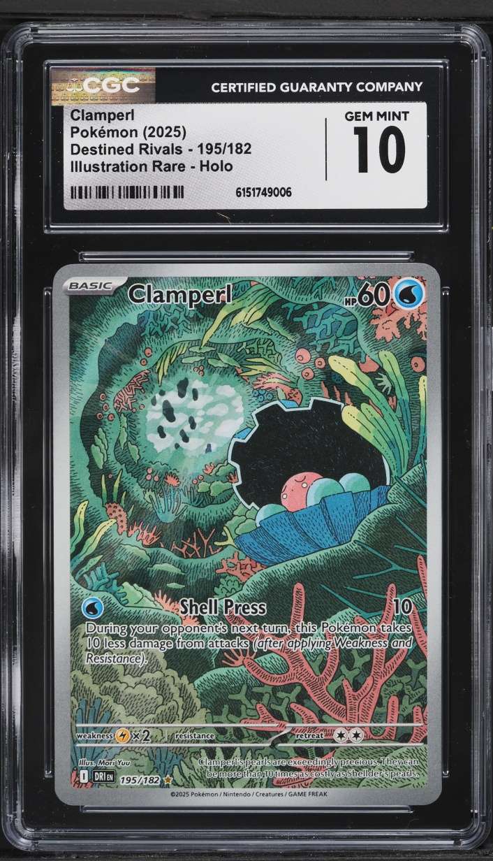 2025 Pokemon Scarlet & Violet Destined Rivals IR Clamperl #195 CGC 10 GEM MINT