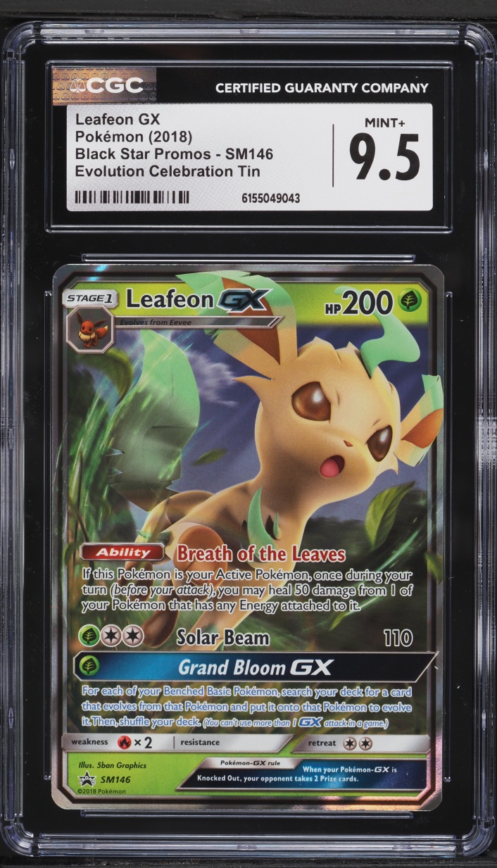 2018 Pokemon Sun & Moon Promo Evolution Celebration Tin Alt Art Leafeon GX #SM146 CGC 9.5 MINT+