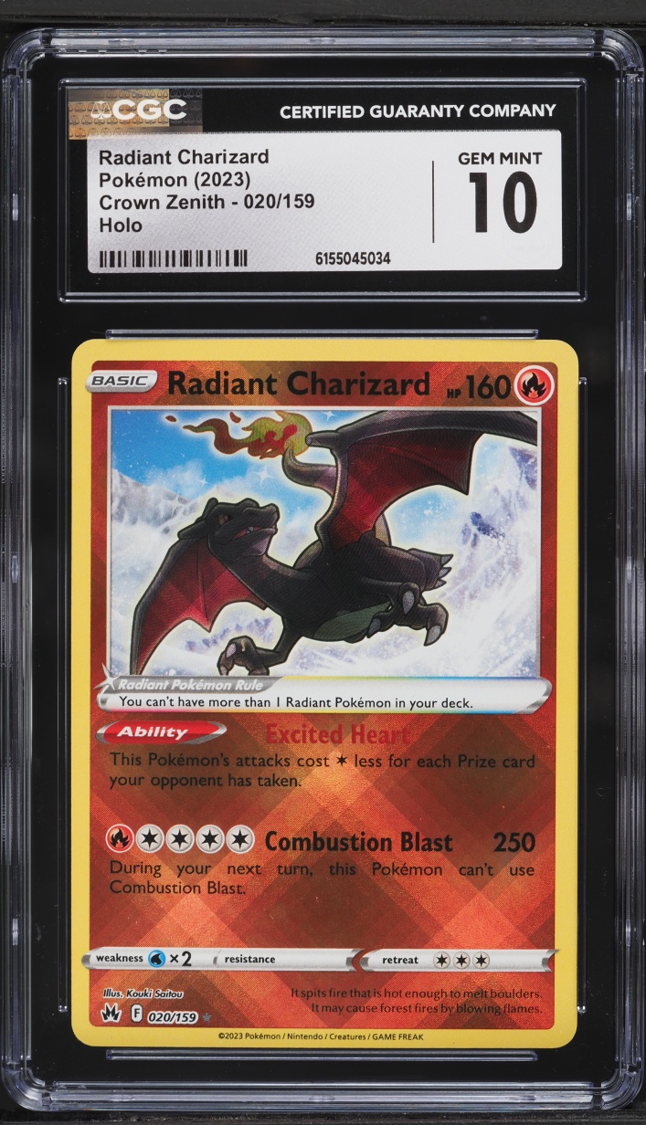 2023 Pokemon Sword & Shield Crown Zenith Holo Radiant Charizard #20 CGC 10 GEM MINT