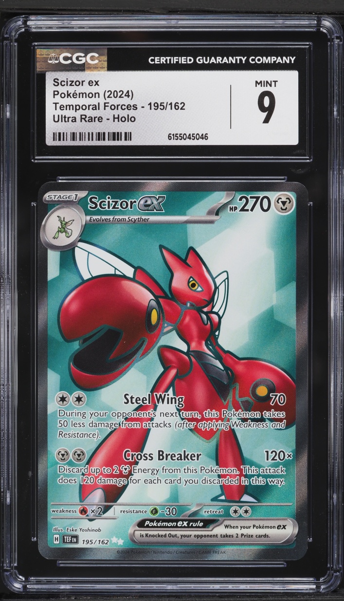 2024 Pokemon Scarlet & Violet Temporal Forces Full Art Scizor ex #195 CGC 9 MINT