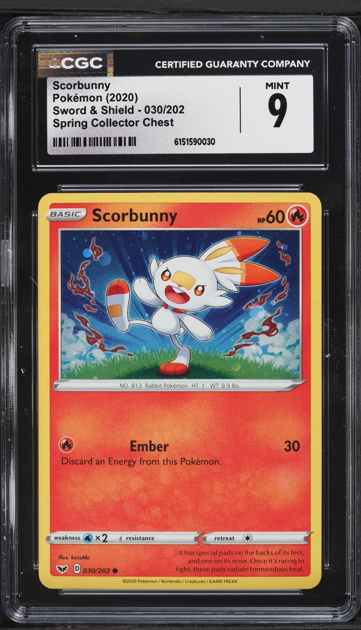 2020 Pokemon Sword & Shield Spring Collector Chest Scorbunny #030 CGC 9 MINT