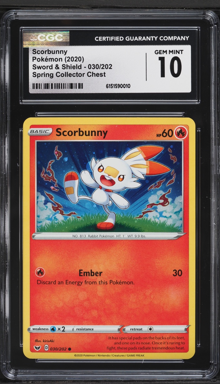 2020 Pokemon Sword & Shield Spring Collector Chest Scorbunny #030 CGC 10 GEM MINT