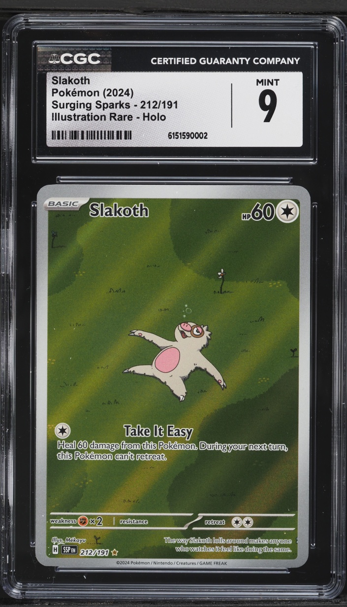 2024 Pokemon Scarlet & Violet Surging Sparks IR Slakoth #212 CGC 9 MINT