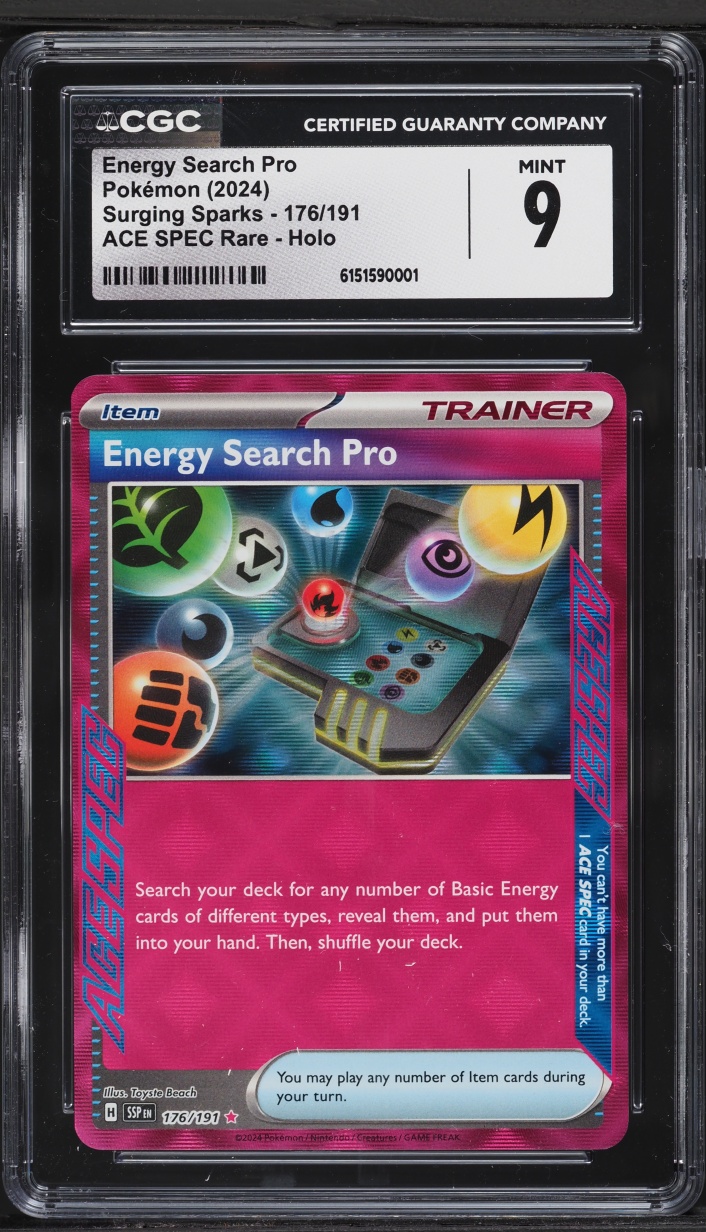 2024 Pokemon Scarlet & Violet Surging Sparks Ace Spec Energy Search Pro #176 CGC 9 MINT
