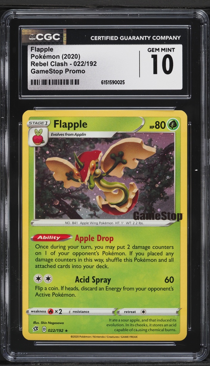 2020 Pokemon Sword & Shield Promo GameStop Rebel Clash Flapple #22 CGC 10 GEM MINT