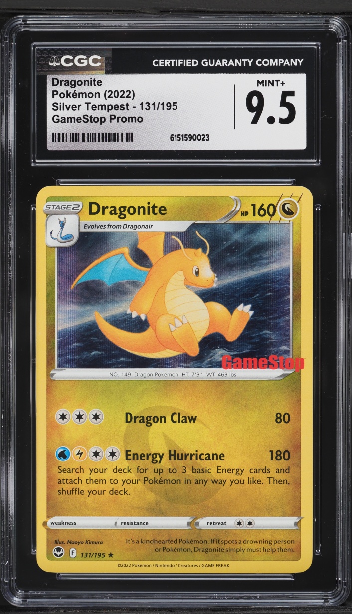 2022 Pokemon Sword & Shield Promo GameStop Silver Tempest Dragonite #131 CGC 9.5 MINT+