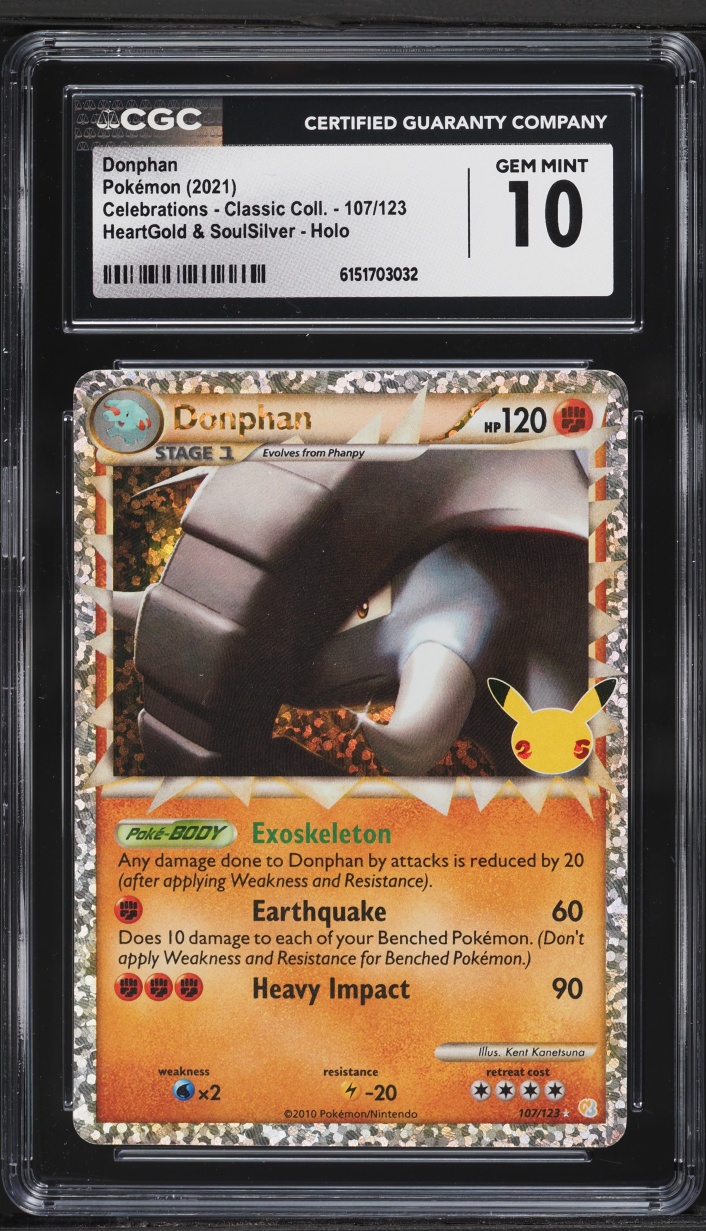 2021 Pokemon Sword & Shield Celebrations Classic Collection Holo Donphan #107 CGC 10 GEM MINT