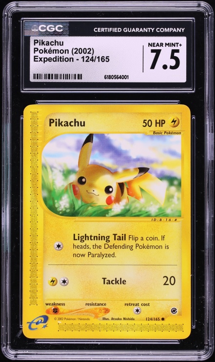 2002 Pokemon Expedition Base Set Pikachu #124 CGC 7.5 NRMT+