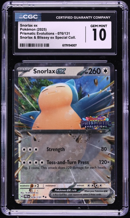 2025 Pokemon Scarlet & Violet Prismatic Evolutions Blissey Special Holo Snorlax ex #76 CGC 10