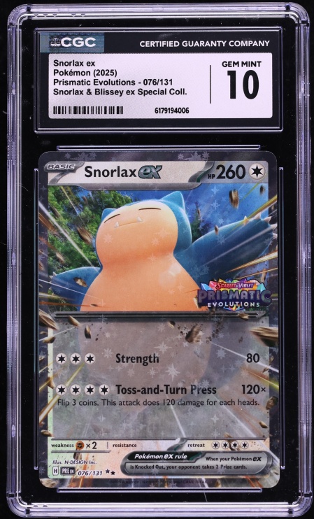 2025 Pokemon Scarlet & Violet Prismatic Evolutions Blissey Special Holo Snorlax ex #76 CGC 10