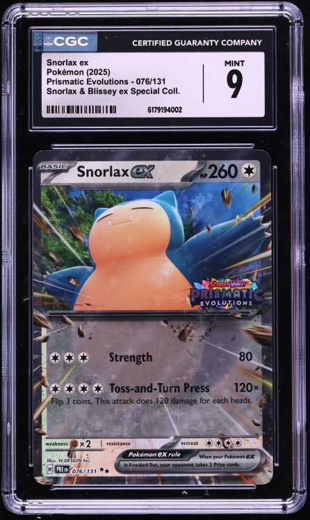 2025 Pokemon Scarlet & Violet Prismatic Evolutions Blissey Special Holo Snorlax ex #76 CGC 9