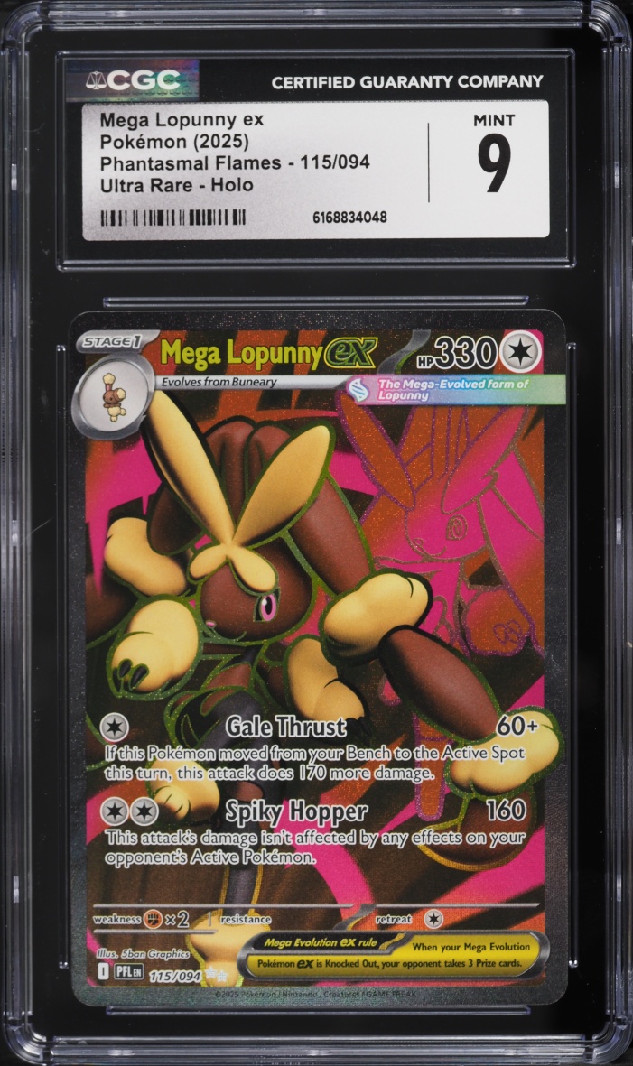 2025 Pokemon Mega Evolution Phantasmal Flames Full Art Mega Lopunny EX #115 CGC 9 MINT