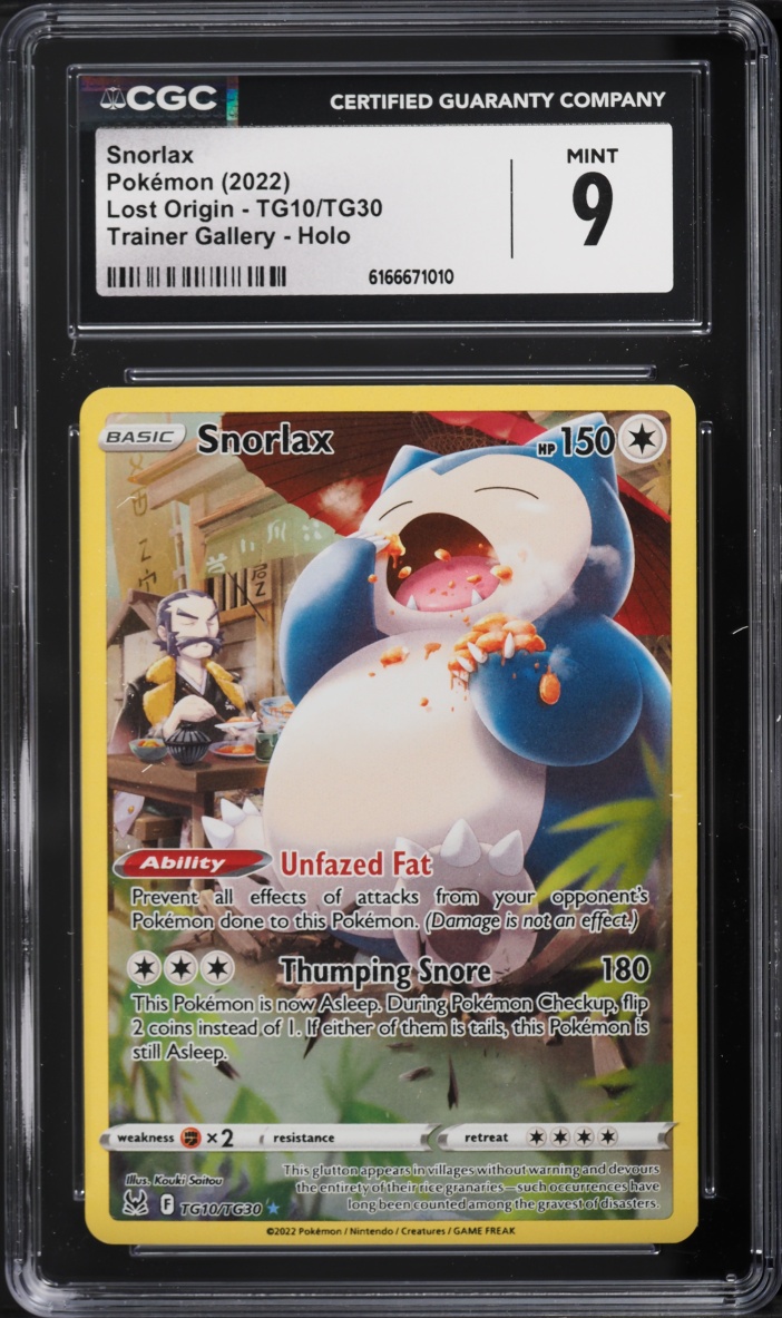 2022 Pokemon Sword & Shield Lost Origin Trainer Gallery Full Art Snorlax #TG10 CGC 9 MINT