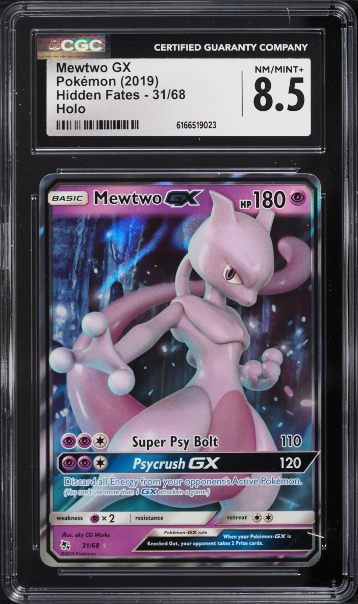 2019 Pokemon Sun & Moon Hidden Fates Holo Mewtwo GX #31 CGC 8.5 NM-MT+