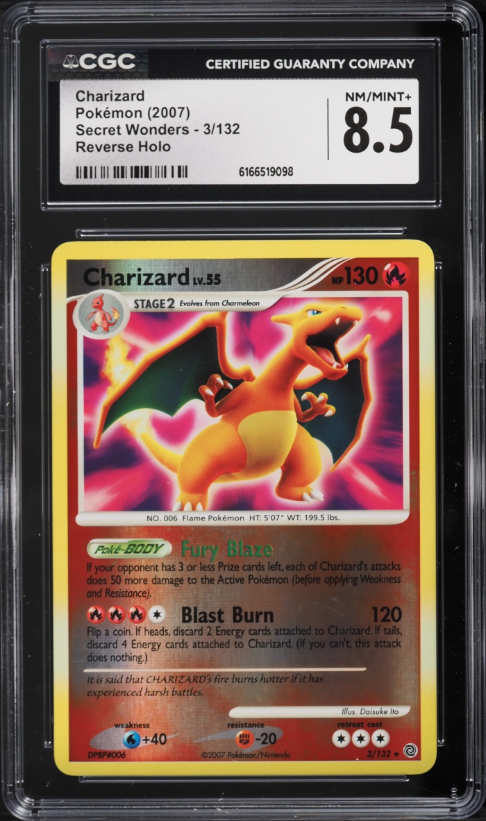 2007 Pokemon Diamond & Pearl Secret Wonders Reverse Holo Charizard #3 CGC 8.5 NM-MT+