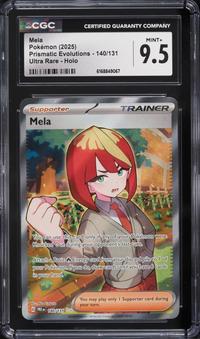 2025 Pokemon Scarlet & Violet Prismatic Evolutions Full Art Mela #140 CGC 9.5 MINT+